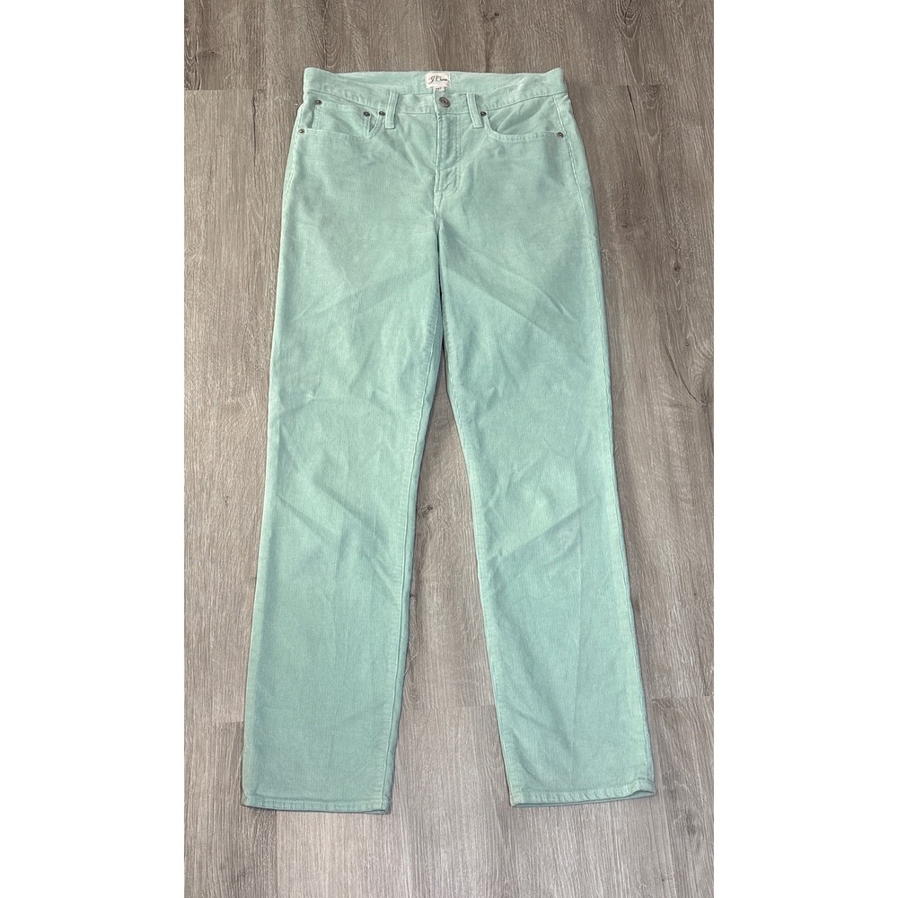 J.Crew Vintage Slim Straight Corduroy Pants Mint Green 28T Tall Womens